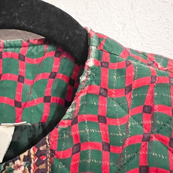 Vera Bradley Holiday Christmas Quilted Jacket Small Green Red Cottage Grandma - Picture 5 of 9